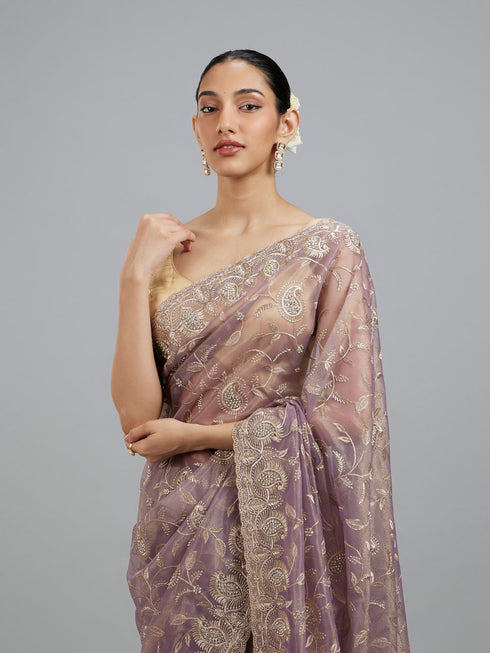 Mohey Lavish Purple Net Saree