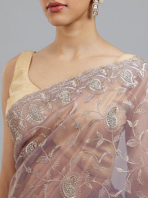 Mohey Lavish Purple Net Saree