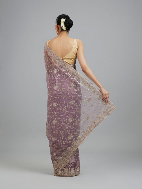 Mohey Lavish Purple Net Saree
