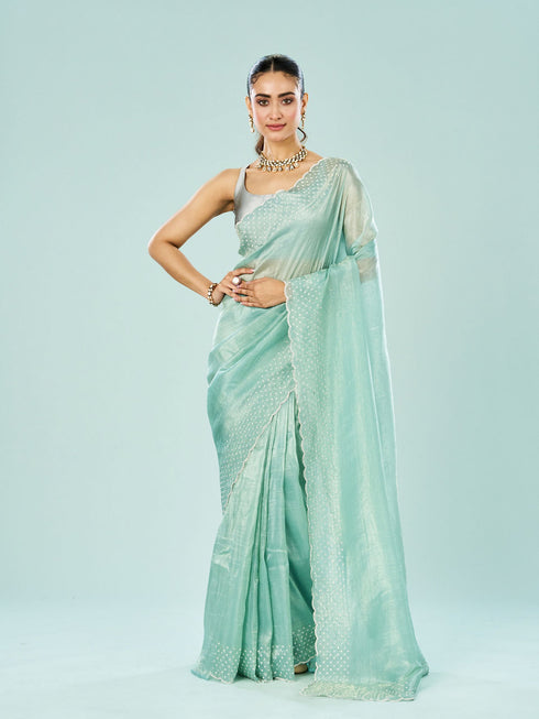 Mohey Emerald Allure Organza Saree