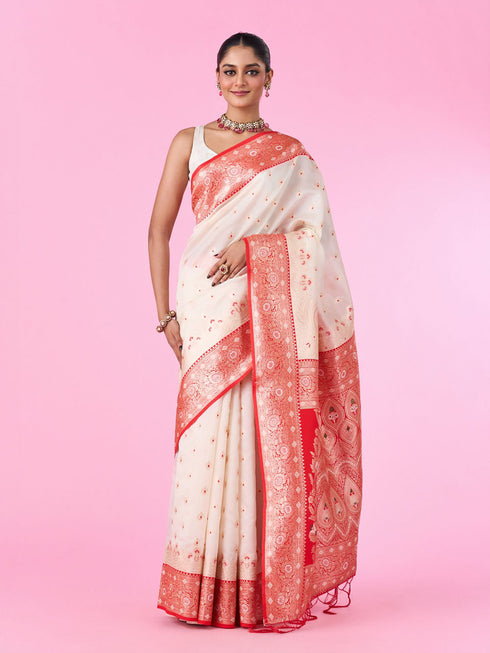 Mohey Festive Charm Cream Saree