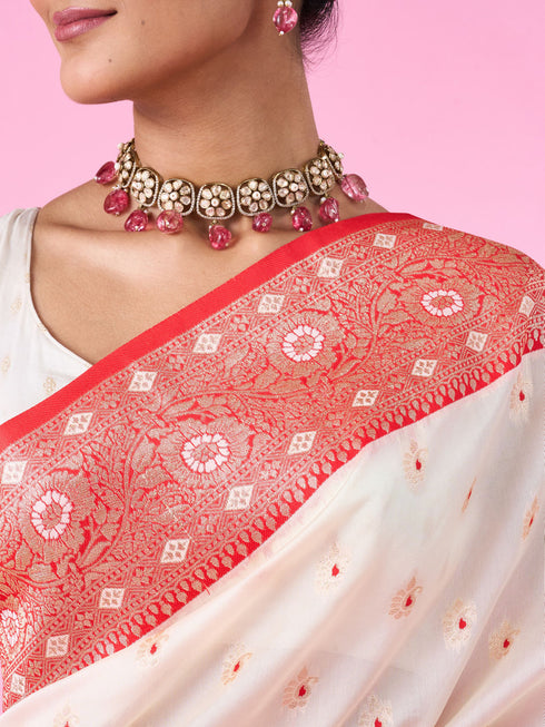 Mohey Festive Charm Cream Saree
