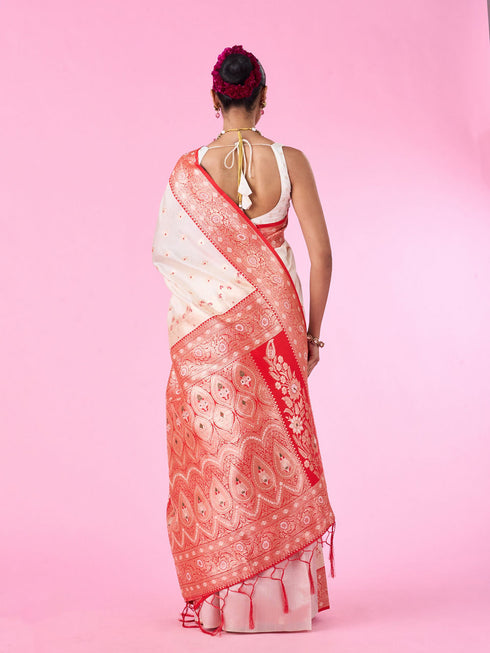Mohey Festive Charm Cream Saree