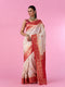 Mohey Elegant Cream Red Saree