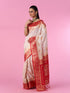 Mohey Elegant Cream Red Saree