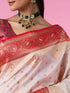 Mohey Elegant Cream Red Saree