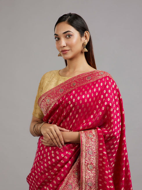 Mohey Radiant Rani Pink Saree