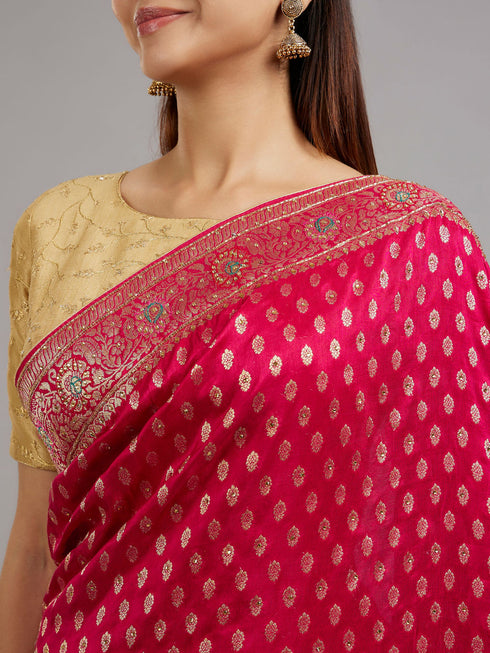 Mohey Radiant Rani Pink Saree