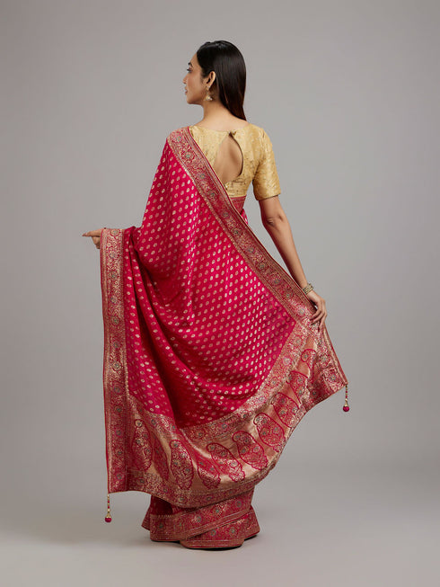 Mohey Radiant Rani Pink Saree