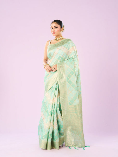 Mohey Sea Green Finery Saree