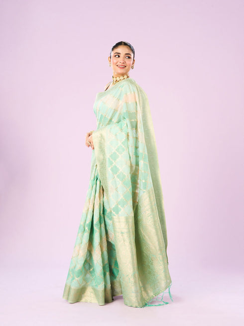 Mohey Sea Green Finery Saree
