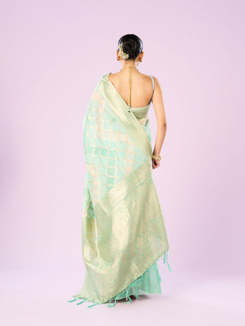 Mohey Sea Green Finery Saree