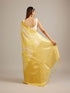 Mohey Canary Yellow Floral Grid Patterned Saree with Intricate Borders And Tassel Trims