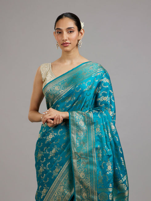 Mohey Glamorous Rama Green Saree