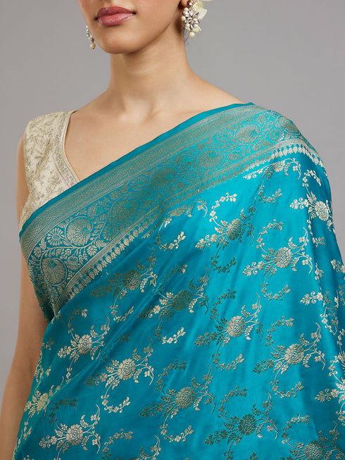 Mohey Glamorous Rama Green Saree