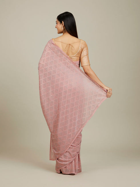 Mohey Elegant Peach Chinon Saree