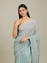 Mohey Blue Elegance Chinon Saree
