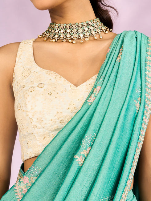 Mohey Enchanting Sea Green Saree