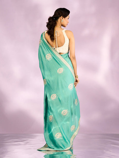 Mohey Enchanting Sea Green Saree