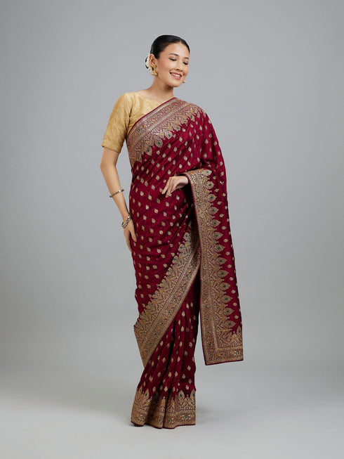 Mohey Wine Glory Elegance Saree