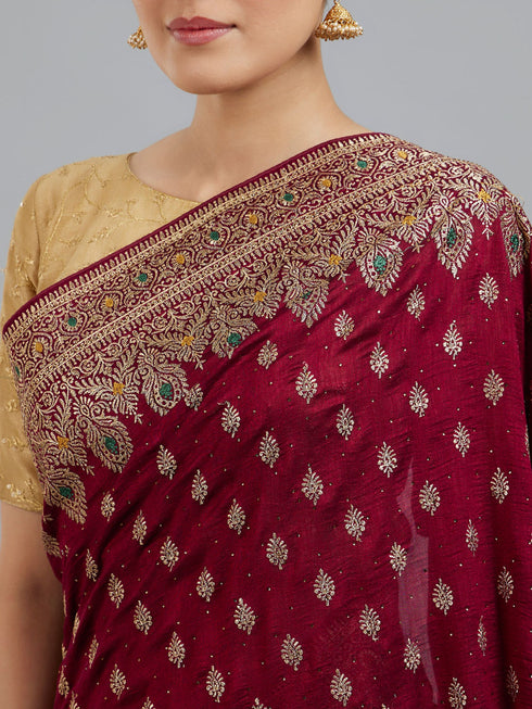 Mohey Wine Glory Elegance Saree