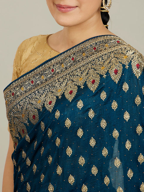 Mohey Ethereal Blue Elegant Saree