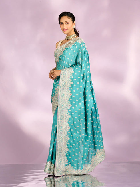 Mohey Exquisite Light Blue Saree