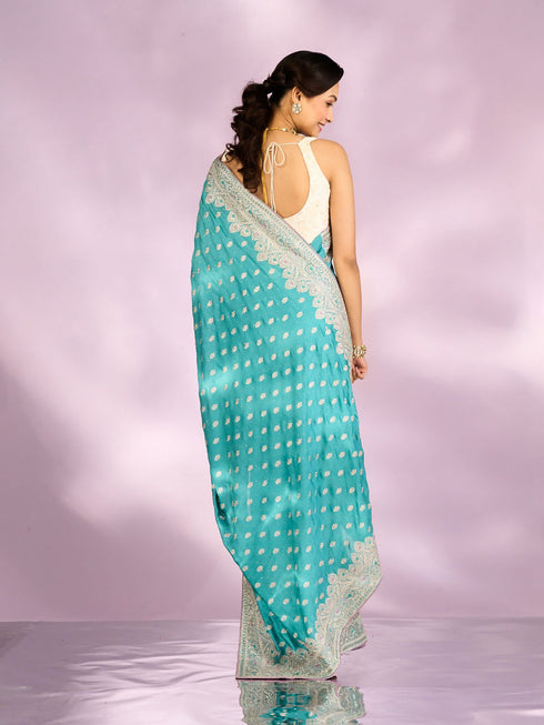 Mohey Exquisite Light Blue Saree
