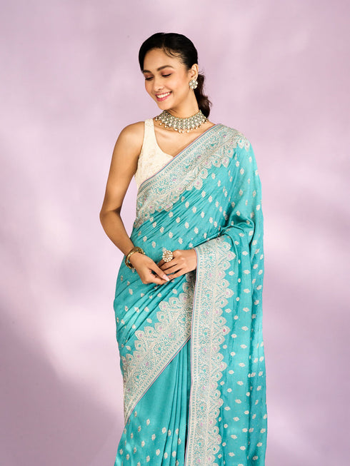 Mohey Exquisite Light Blue Saree
