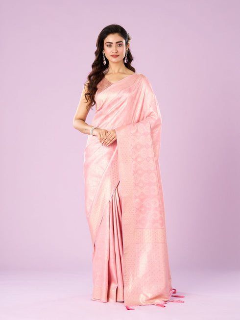 Mohey Ethereal Pink Banarasi Saree