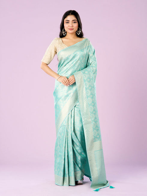 Mohey Elegant Light Blue Silken Saree