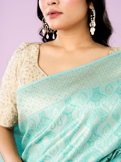 Mohey Elegant Light Blue Silken Saree