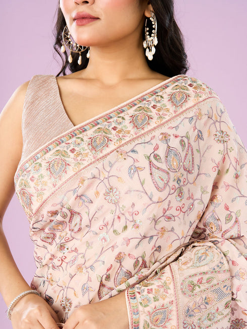 Mohey Pink Georgette Charmer Saree