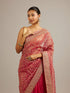 Mohey Rani Pink Floral Vine Embroidered Saree with Rhinestone Work