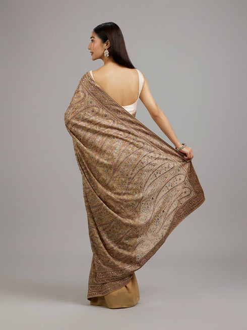 Mohey Enchanting Beige Georgette Saree