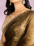 Mohey Majestic Mehandi Green Organza Radiance Saree