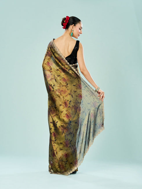 Mohey Ethereal Blue Organza Saree