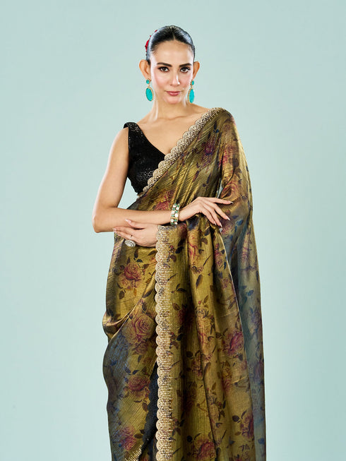 Mohey Ethereal Blue Organza Saree