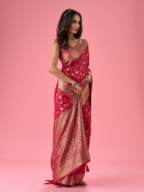 Mohey Radiant Pink Elegance Saree