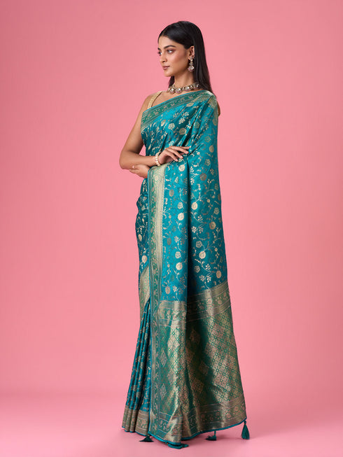 Mohey Ravishing Rama Green Banarasi Saree