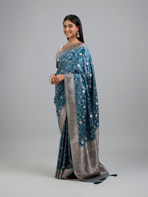 Mohey Dusty Cerulean Saree