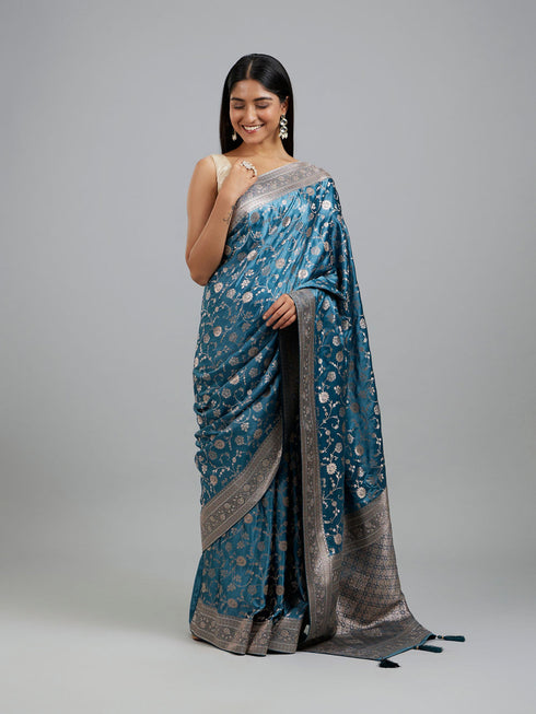 Mohey Dusty Cerulean Saree