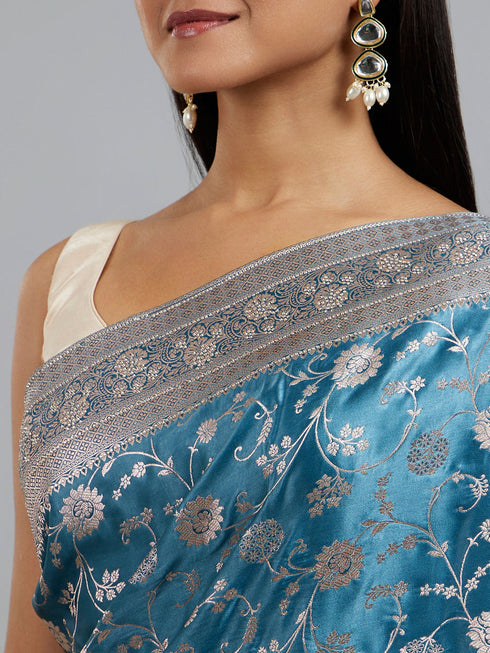 Mohey Dusty Cerulean Saree