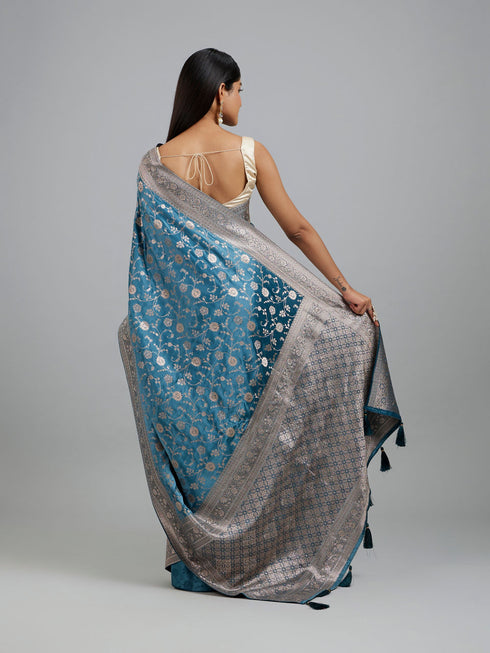 Mohey Dusty Cerulean Saree