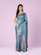 Mohey Elegant Blue Silk Crepe Saree