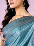 Mohey Elegant Blue Silk Crepe Saree