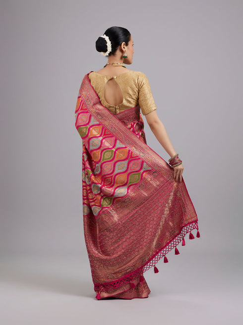 Mohey Enchanting Pink Satin Saree