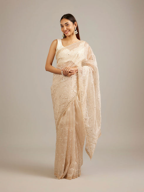 Mohey Elegant Cream Classic Saree