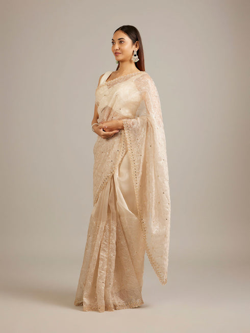 Mohey Elegant Cream Classic Saree