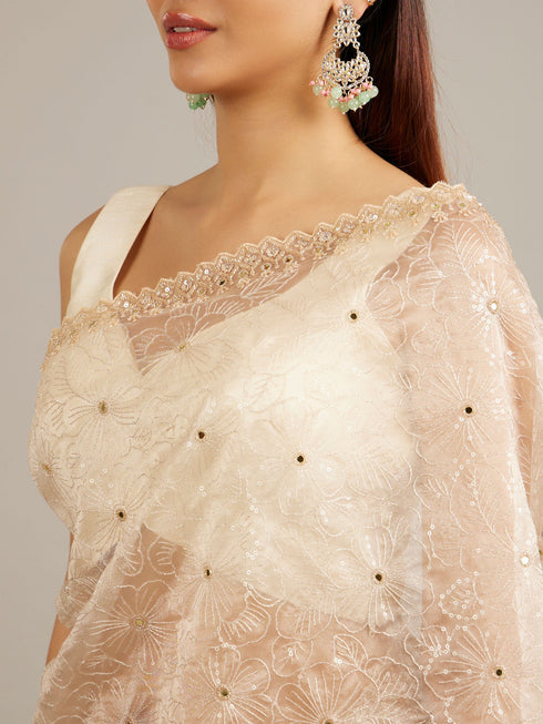 Mohey Elegant Cream Classic Saree